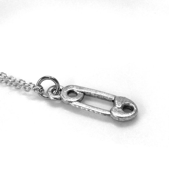 Miniature Safety Pin Charm Necklace - Picture 1 of 2